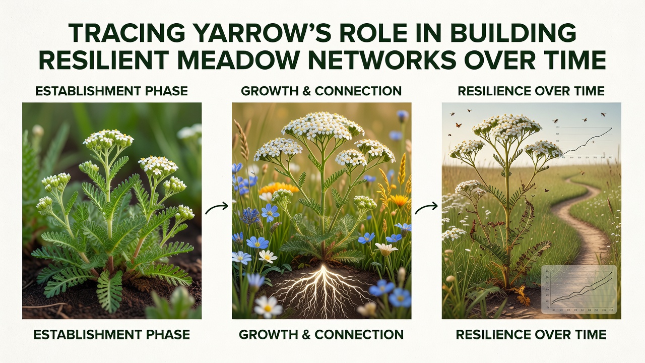Tracing Yarrow's Role in Building Resilient Meadow Networks Over Time